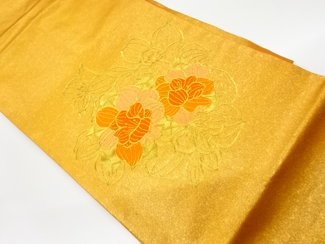リサイクル　金駒刺繍花模様名古屋帯